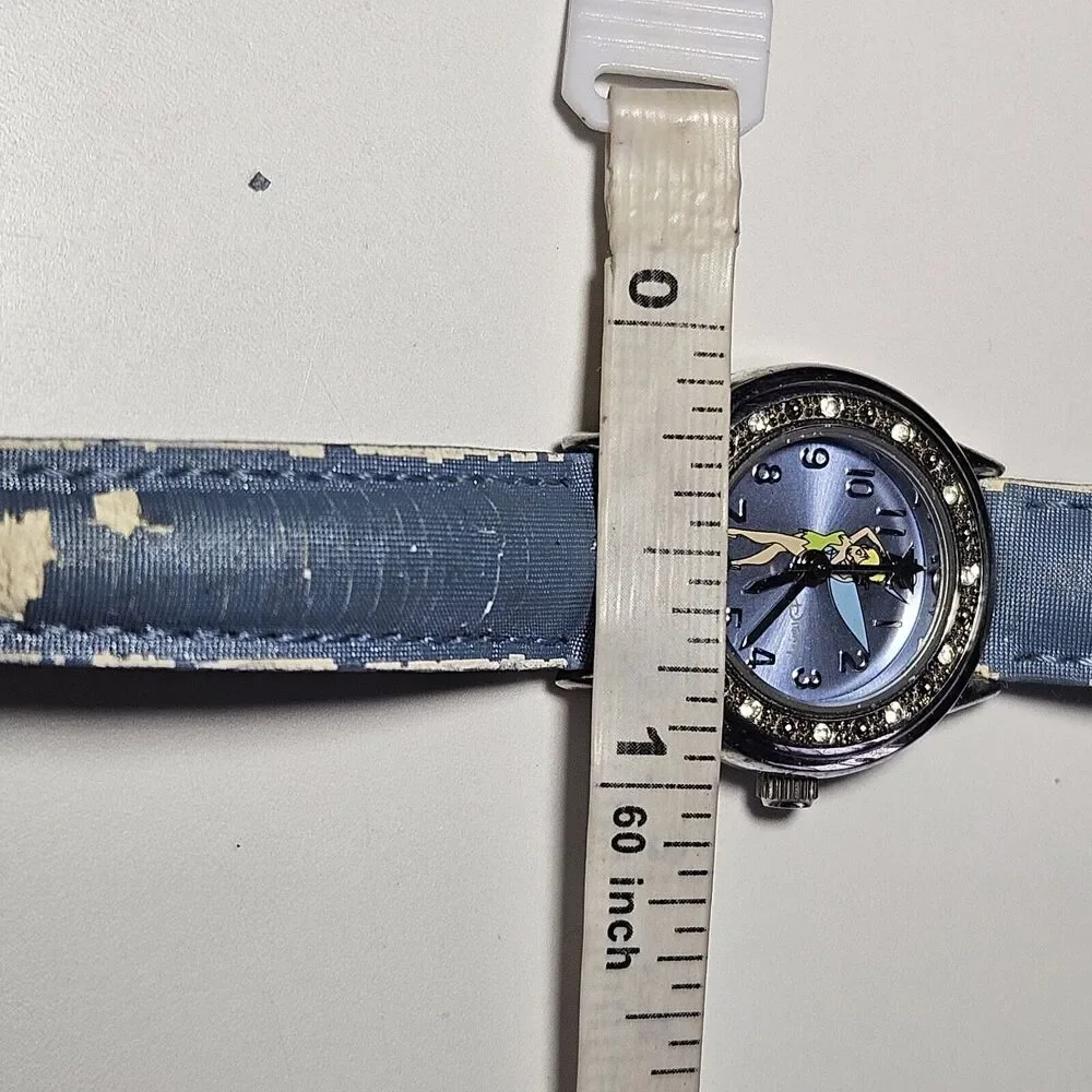 **Final Sale** Disney’s Tinkerbell Watch Silver Crystal Bezel Blue Needs Battery - Picture 8 of 14